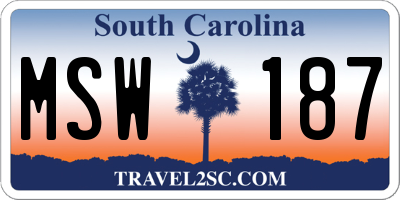 SC license plate MSW187