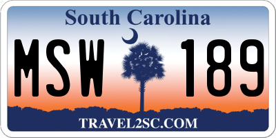 SC license plate MSW189