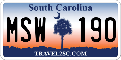 SC license plate MSW190