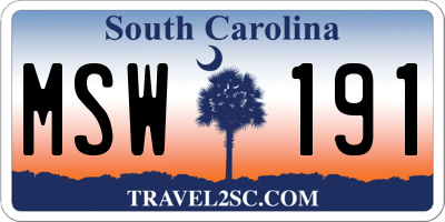 SC license plate MSW191