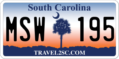 SC license plate MSW195