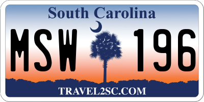 SC license plate MSW196