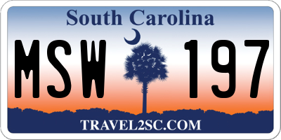 SC license plate MSW197
