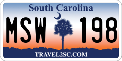 SC license plate MSW198