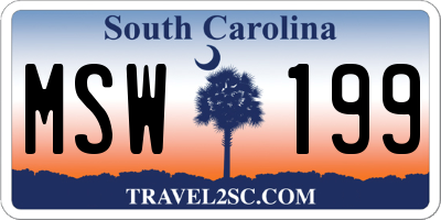SC license plate MSW199