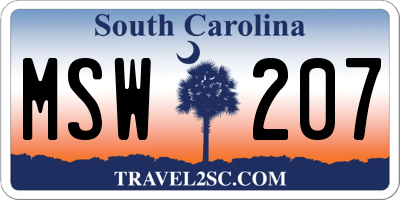 SC license plate MSW207