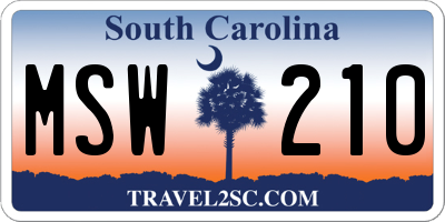 SC license plate MSW210