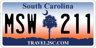 SC license plate MSW211