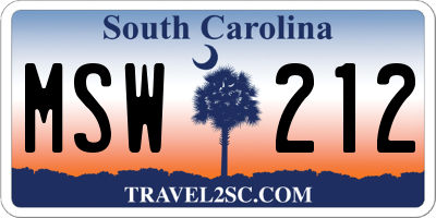 SC license plate MSW212