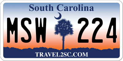 SC license plate MSW224