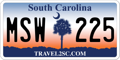 SC license plate MSW225