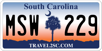 SC license plate MSW229