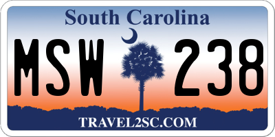 SC license plate MSW238