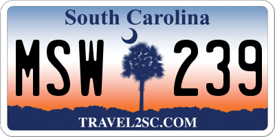 SC license plate MSW239