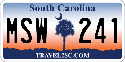 SC license plate MSW241