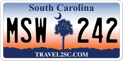 SC license plate MSW242