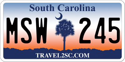 SC license plate MSW245
