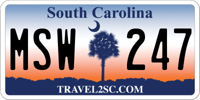 SC license plate MSW247