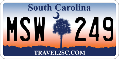 SC license plate MSW249