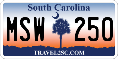 SC license plate MSW250