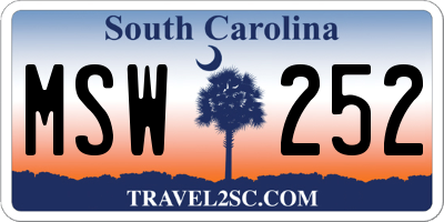 SC license plate MSW252