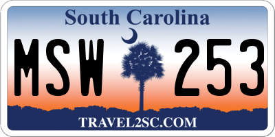 SC license plate MSW253