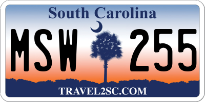 SC license plate MSW255