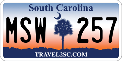 SC license plate MSW257