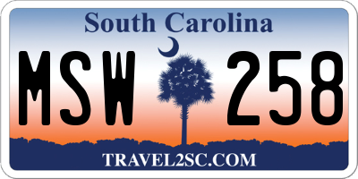 SC license plate MSW258