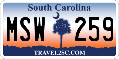 SC license plate MSW259