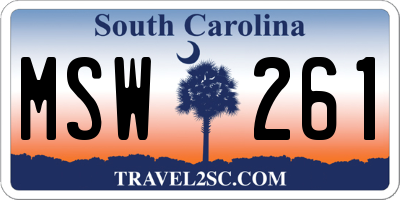 SC license plate MSW261
