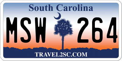 SC license plate MSW264
