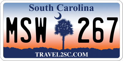 SC license plate MSW267
