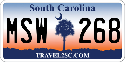 SC license plate MSW268