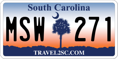 SC license plate MSW271