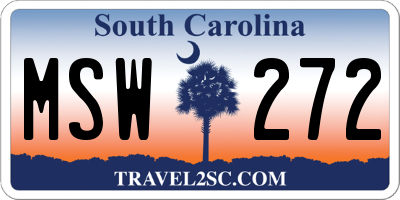 SC license plate MSW272