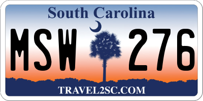 SC license plate MSW276