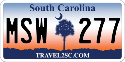 SC license plate MSW277