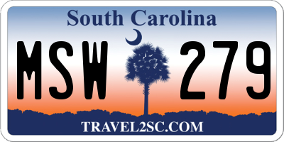 SC license plate MSW279