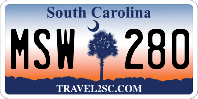 SC license plate MSW280