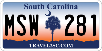 SC license plate MSW281