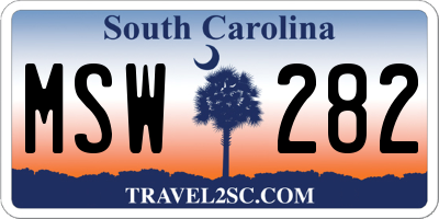 SC license plate MSW282