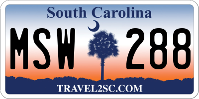 SC license plate MSW288