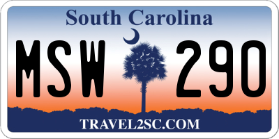 SC license plate MSW290