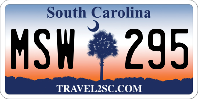SC license plate MSW295