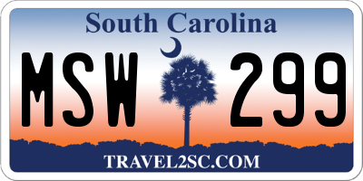 SC license plate MSW299
