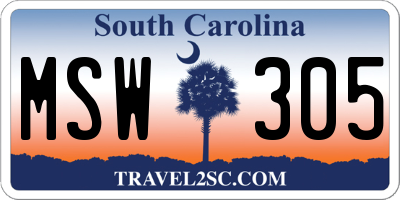 SC license plate MSW305
