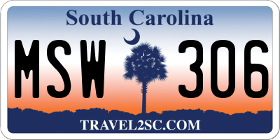 SC license plate MSW306