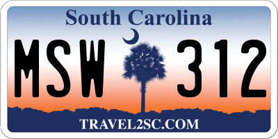 SC license plate MSW312