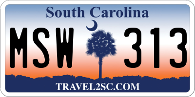 SC license plate MSW313